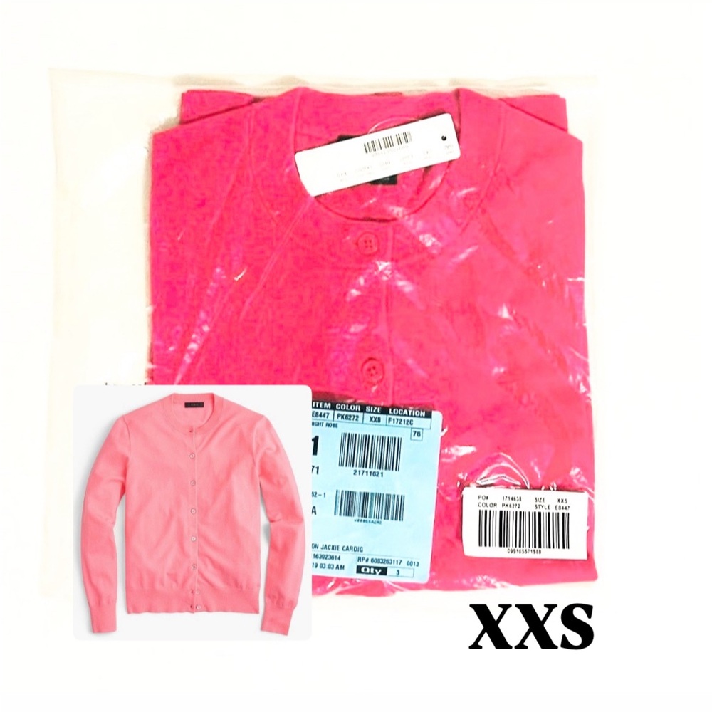 J.Crew Cotton-Blend Jackie Cardigan Sweater Bright Rose Women’s XXS